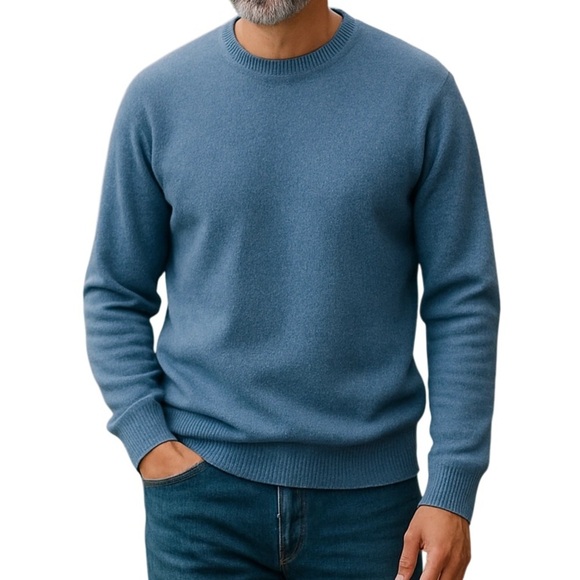 SOLD Magaschoni Men's Crewneck Cashmere Sweater in Blue - Picture 1 of 6